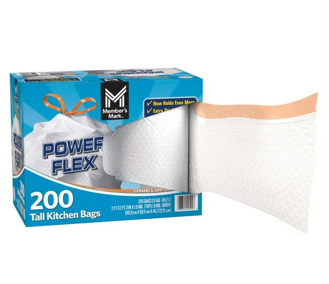 Member's Mark Power Flex 13-Gallon Tall Kitchen Trash Bags, 200 ct.