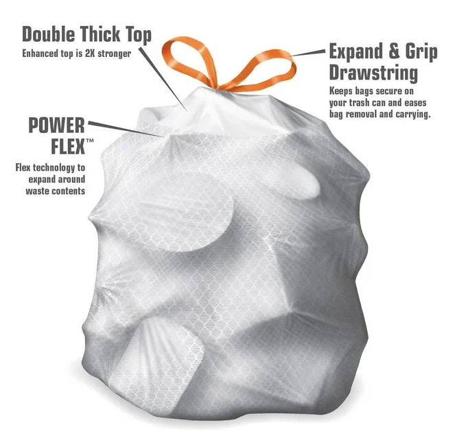 Member's Mark Power Flex 13-Gallon Tall Kitchen Trash Bags, Lavender, 200 ct.