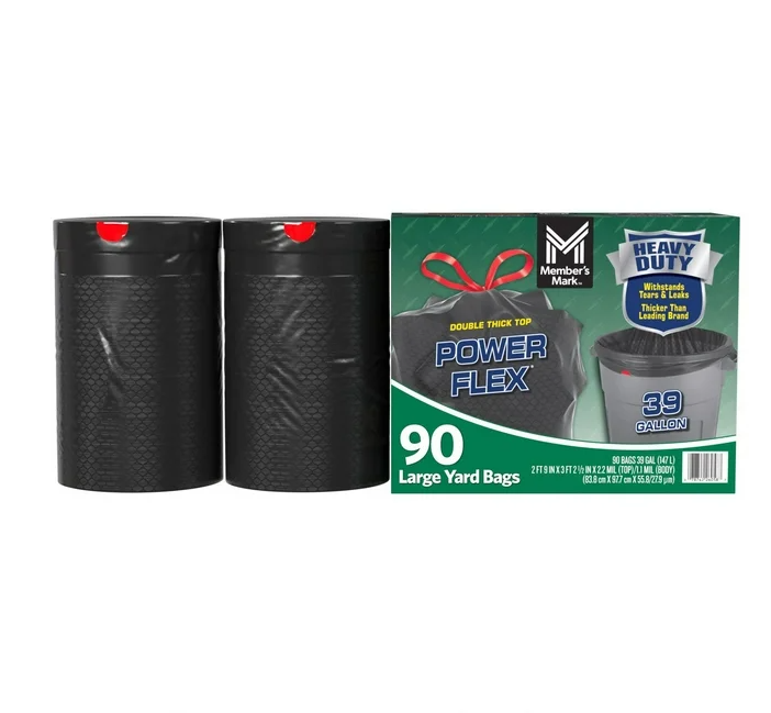 Member's Mark Heavy Duty 39-Gallon Yard Trash Bags, Unscented, 90 ct.