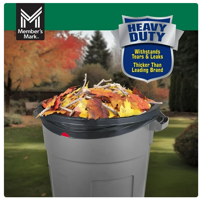 Member's Mark Heavy Duty 39-Gallon Yard Trash Bags, Unscented, 90 ct.