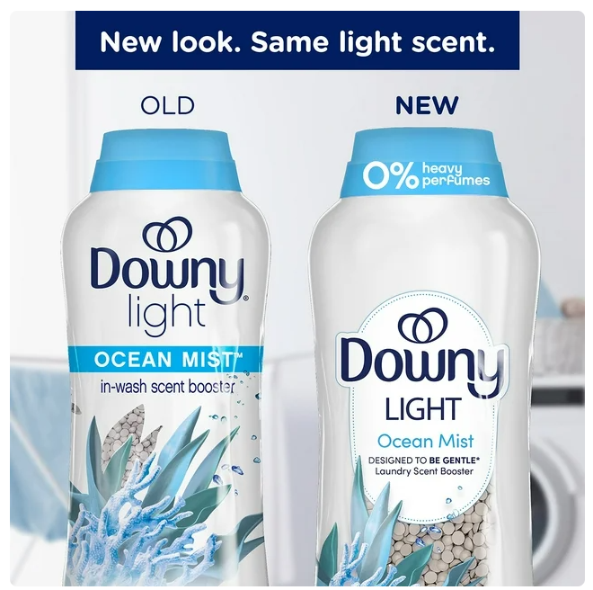 Downy Light Laundry In-Wash Scent Booster Beads, Ocean Mist Scent, 39.9 oz