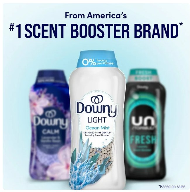 Downy Light Laundry In-Wash Scent Booster Beads, Ocean Mist Scent, 39.9 oz