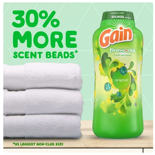Gain Fireworks In-Wash Scent Booster Beads, Original Scent, 39.9 oz