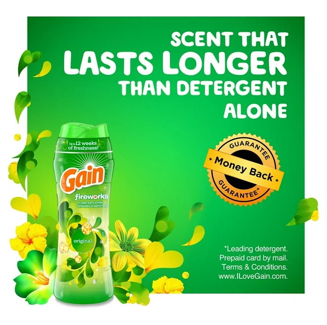 Gain Fireworks In-Wash Scent Booster Beads, Original Scent, 39.9 oz