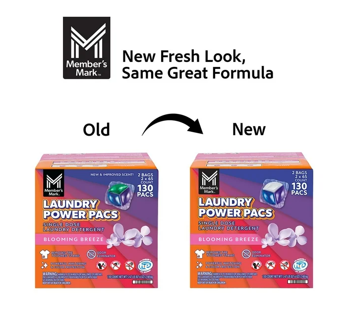 Member's Mark Laundry Detergent Power Pacs, Blooming Breeze, 130 ct.