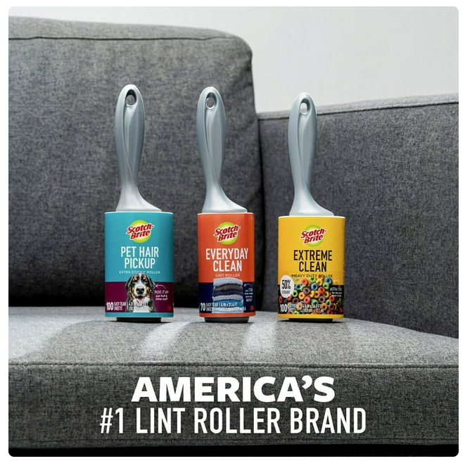 Scotch-Brite Lint Roller Club Pack, 4 Rollers/Pack, 85 Sheets/Roller
