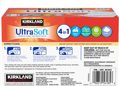 2-Day Delivery Kirkland Signature Fabric Softener Sheets, 250-count, 2-pack