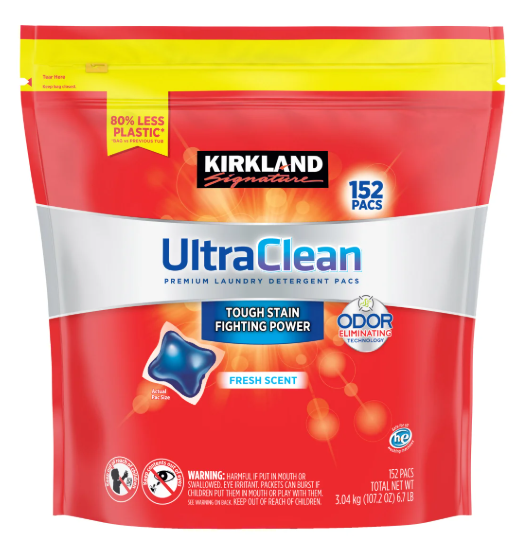 Kirkland Signature Ultra Clean HE Laundry Detergent Pacs, 152-count