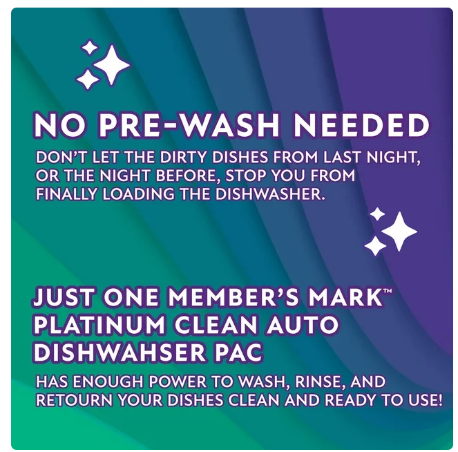 Member's Mark Platinum Clean Automatic Dishwasher Pacs, Fresh Clean, 105 ct.