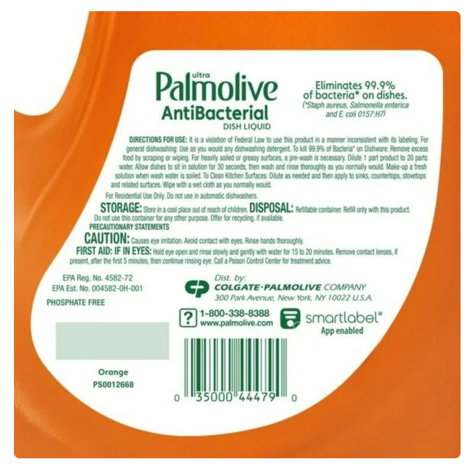 Palmolive Antibacterial Dishwashing Liquid Dish Soap, Orange 102 fl.oz.