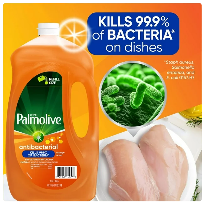 Palmolive Antibacterial Dishwashing Liquid Dish Soap, Orange 102 fl.oz.