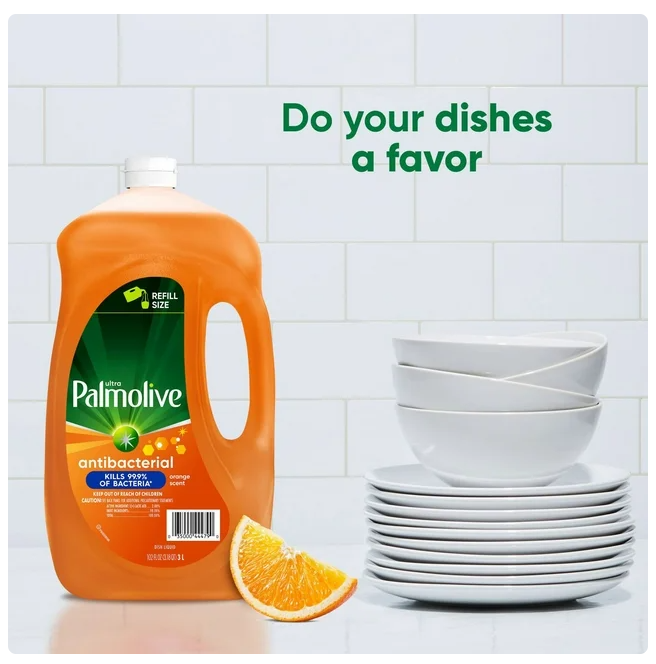 Palmolive Antibacterial Dishwashing Liquid Dish Soap, Orange 102 fl.oz.