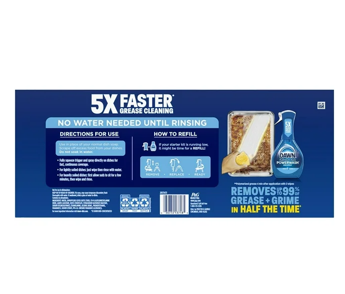 Dawn Platinum Plus Powerwash Dish Spray Bottle Set, Fresh Scent, 1 Spray Bottle + 2 Refills, 64.5 fl. oz.