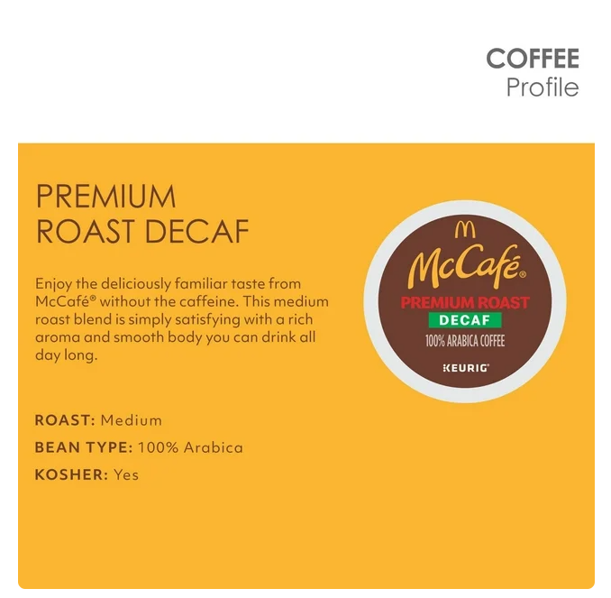 McCafe Decaf Premium Medium Roast K-Cup Coffee Pods, 94 ct.