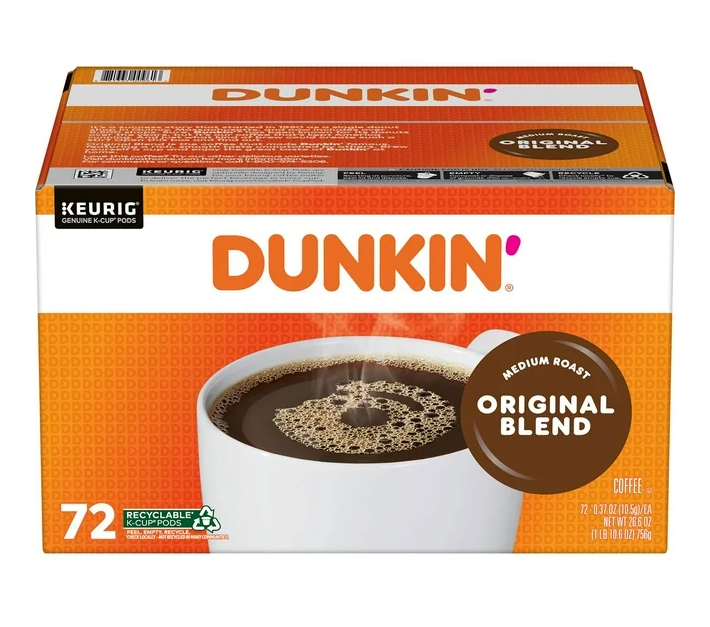 Dunkin' Donuts Medium Roast K-Cup Coffee Pods, Original Blend, 72 ct.