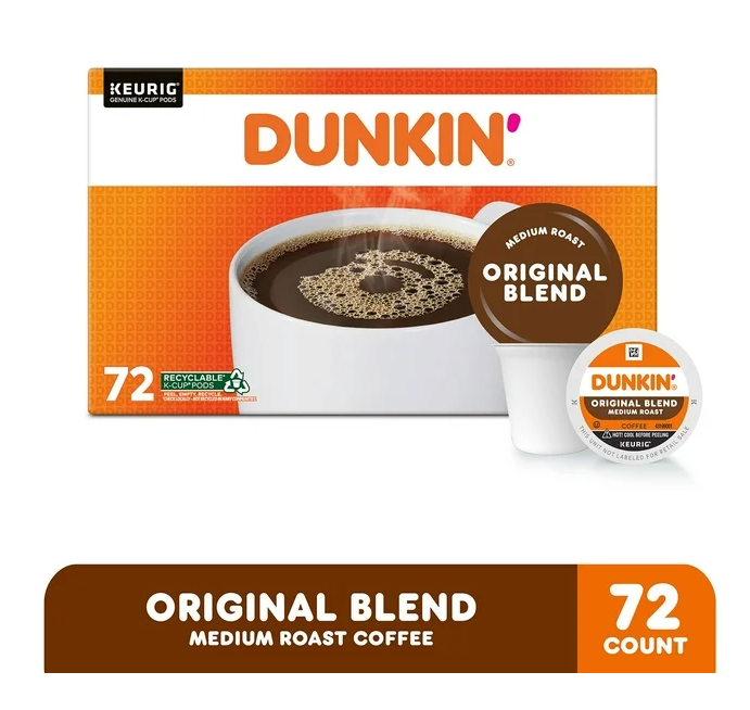 Dunkin' Donuts Medium Roast K-Cup Coffee Pods, Original Blend, 72 ct.