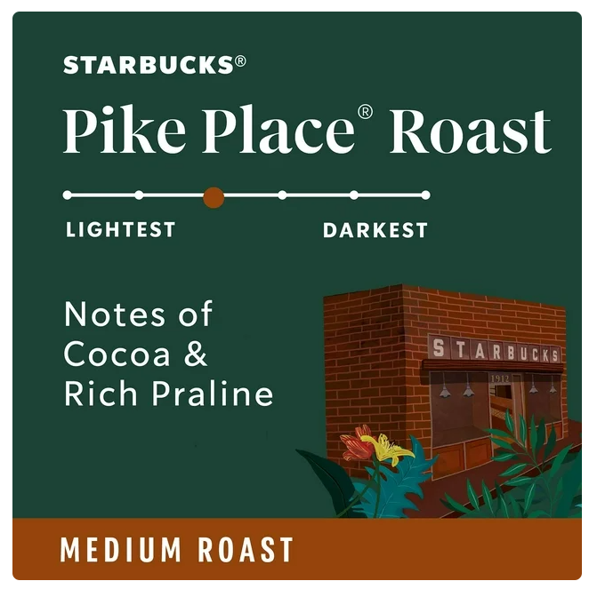 Starbucks Medium Roast K-Cup Coffee Pods, Pike Place, 72 ct.