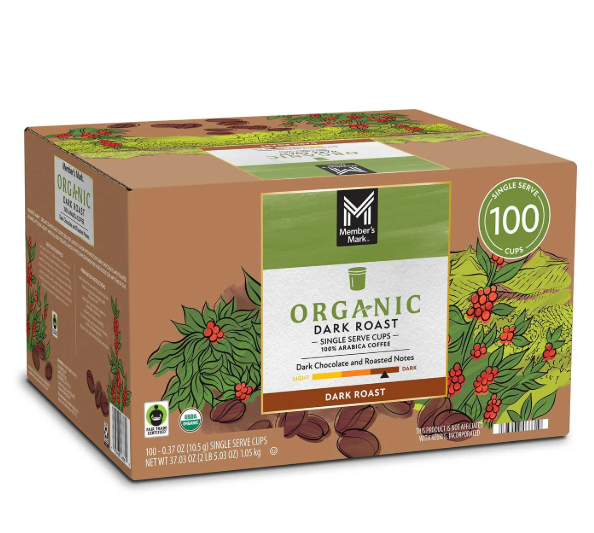 Member's Mark Organic Dark Roast Coffee Pods, 100 ct.