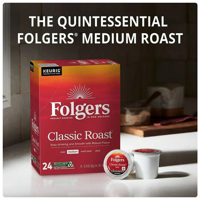 Folgers Classic Medium Roast K-Cup Coffee Pods, 100 ct.