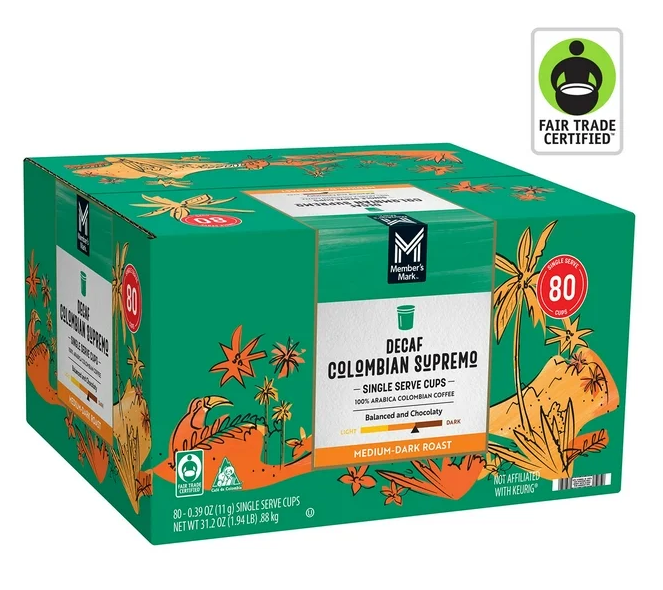 Member's Mark Decaf Colombian Mild Roast Coffee Pods, 80 ct.