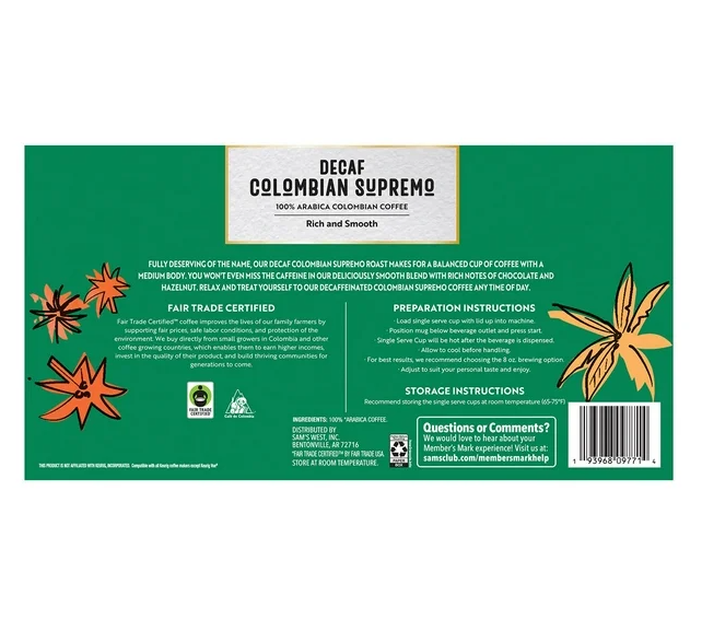 Member's Mark Decaf Colombian Mild Roast Coffee Pods, 80 ct.