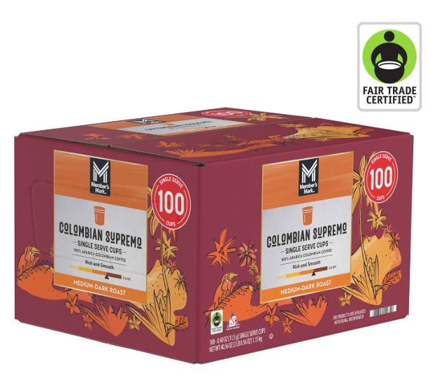 Member's Mark Colombian Supremo Medium-Dark Roast Coffee Pods, 100 ct.