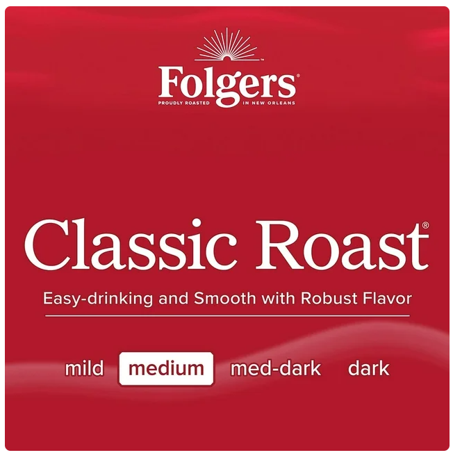 Folgers Classic Medium Roast Ground Coffee, 43.5 oz.