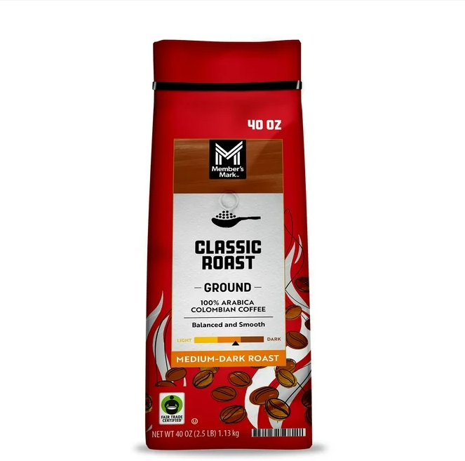 Member's Mark Colombian Classic Medium-Dark Roast Ground Coffee, 40 oz.