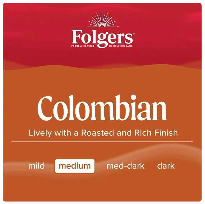 Folgers 100% Medium Roast Ground Colombian Coffee, 40.3 oz.