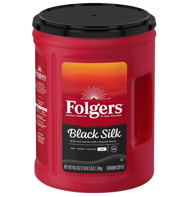 Folgers Dark Roast Ground Coffee, Black Silk, 40.3 oz.