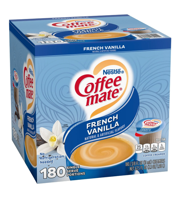 Nestle Coffee-Mate Coffee Creamer Liquid Creamer Singles, French Vanilla, 180 ct.