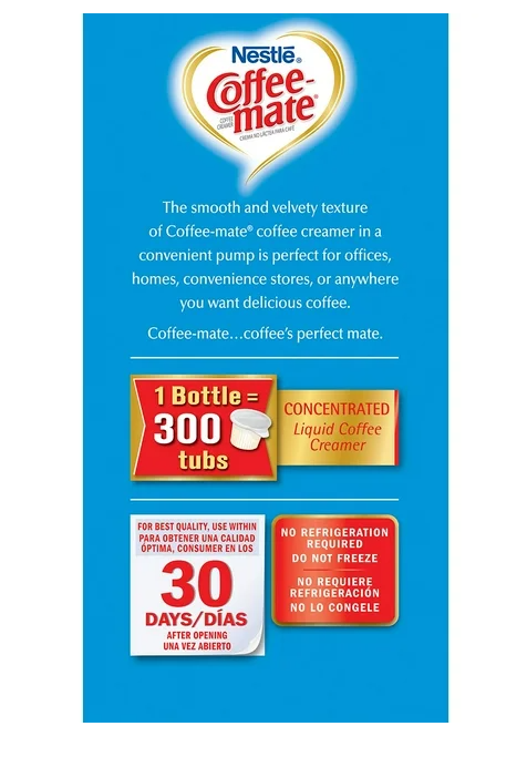 Nestle Coffee mate Liquid Creamer Pump, French Vanilla, 50.7 fl. oz.