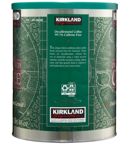 Kirkland Signature Decaffeinated Coffee, Dark Roast, 3 lbs