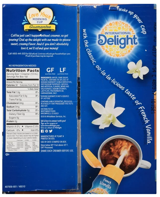 International Delight Liquid Creamer, French Vanilla, 192-count