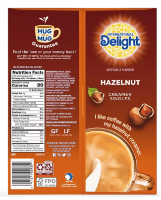 International Delight Liquid Creamer, Hazelnut, 192-count