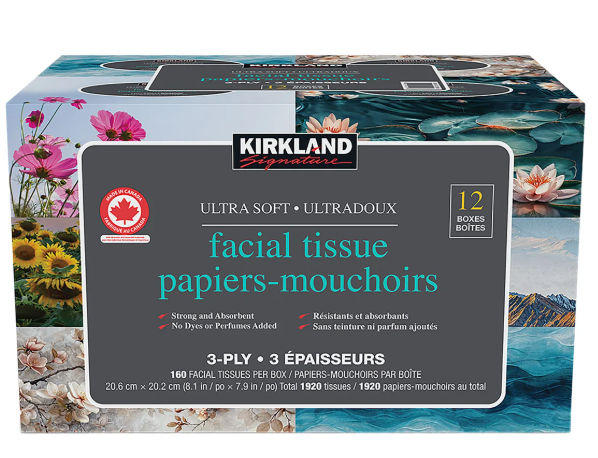 Kirkland Signature Facial Tissue, 3-Ply, 84-count, 12-pack