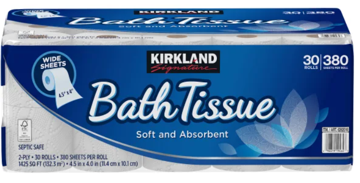 Kirkland Signature Bath Tissue, 2-Ply, 380 Sheets, 30 Rolls