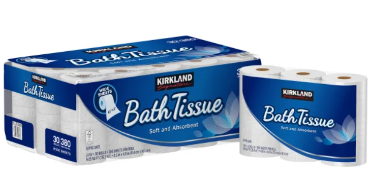 Kirkland Signature Bath Tissue, 2-Ply, 380 Sheets, 30 Rolls