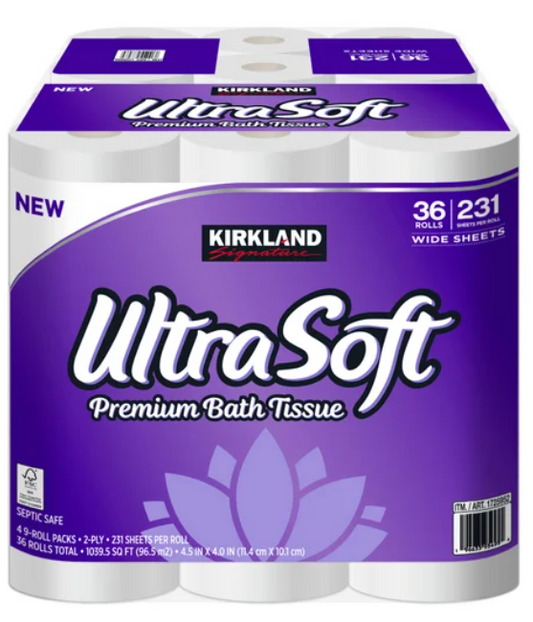 Kirkland Signature Ultra Soft Bath Tissue, 2-Ply, 231 Sheets, 36 Rolls
