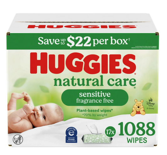 Huggies Natural Care Sensitive Baby Wipes, Fragrance Free, 17 pk., 1088 Wipes