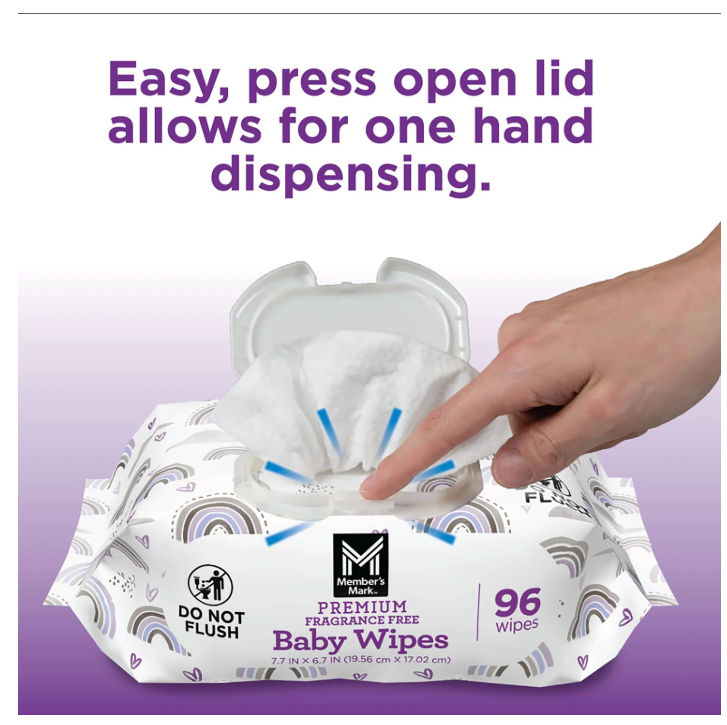 Member's Mark Premium Baby Wipes, Fragrance Free, 12 pk., 1152 Wipes