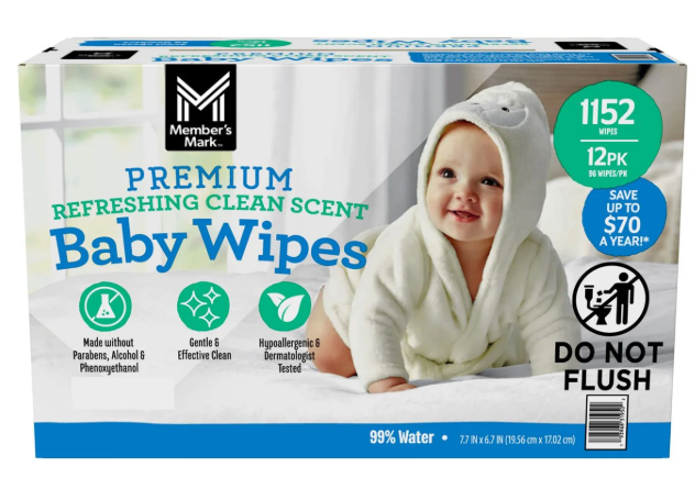 Member's Mark Premium Baby Wipes, Refreshing Clean Scent, 12 pk., 1152 Wipes