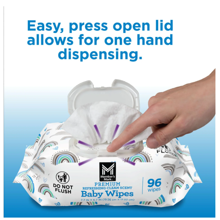 Member's Mark Premium Baby Wipes, Refreshing Clean Scent, 12 pk., 1152 Wipes