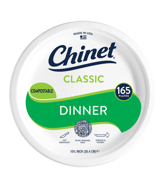 Chinet Classic Dinner Paper Plates, 10.375", 165 ct.