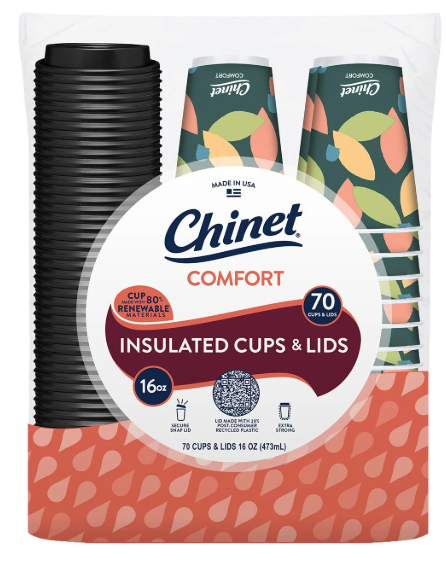 Chinet Comfort Cup and Lids, 16 oz. 70 ct.
