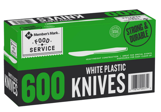 Member's Mark White Plastic Knives, Heavyweight, 600 ct.