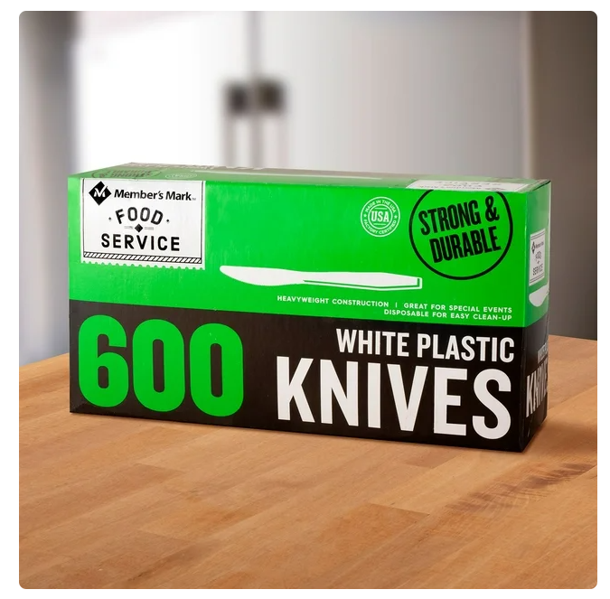 Member's Mark White Plastic Knives, Heavyweight, 600 ct.