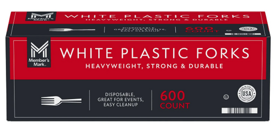 Member's Mark White Plastic Forks, Heavyweight 600 ct.