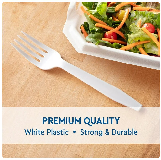 Member's Mark White Plastic Forks, Heavyweight 600 ct.