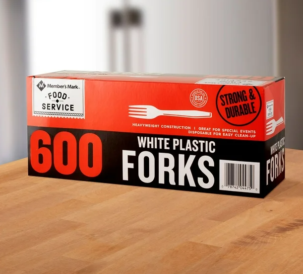 Member's Mark White Plastic Forks, Heavyweight 600 ct.